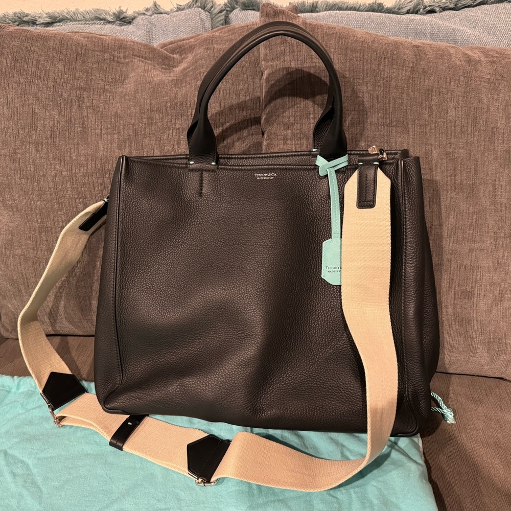 Tiffany & Co Micro Grain Black Calfskin Tote